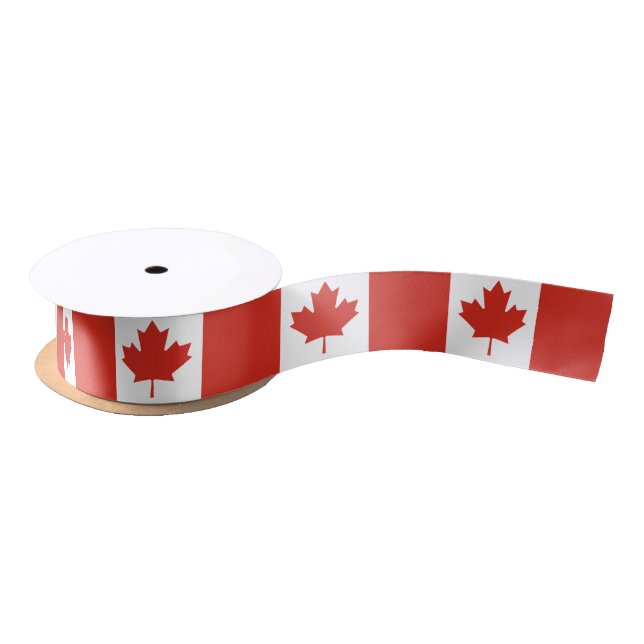 Patriotic Canadian Flag Satin Ribbon (Spool)