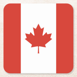 Patriotic Canadian Flag Square Paper Coaster
