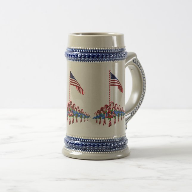 Patriotic Candy Canes Christmas Stein (Front Right)