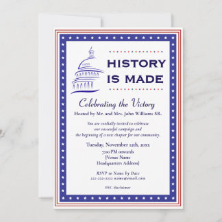 Patriotic Capitol "History Is Made" Victory Party Invitation