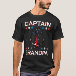 Patriotic Captain Grandpa American Flag Boating 4t T-Shirt