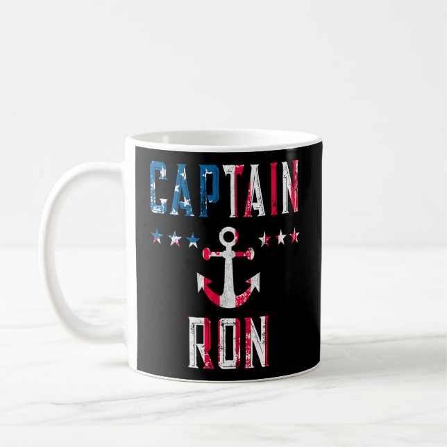 Patriotic Captain Ron Us Flag 4Th Of July Boating Coffee Mug (Left)