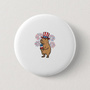 Patriotic Capybara Ice Cream Fireworks Shirt Desig 2 Inch Round Button