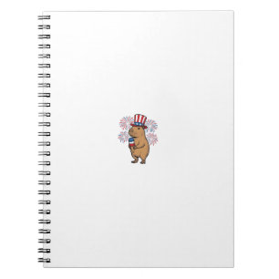 Patriotic Capybara Ice Cream Fireworks Shirt Desig Notebook