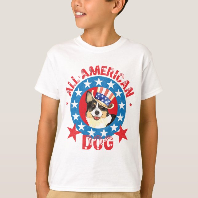 Patriotic Cardigan Welsh Corgi T-Shirt (Front)