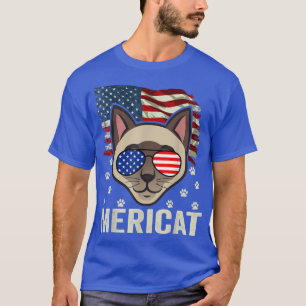 Patriotic Cat 4th Of July USA Flag Siamese Cat T-Shirt