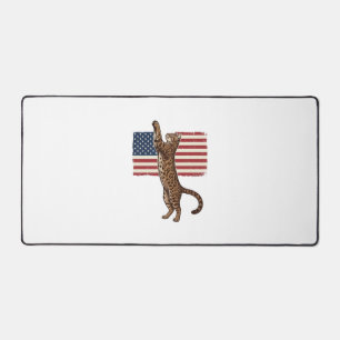 Patriotic Cat American Flag Vintage Vector Design_ Desk Mat