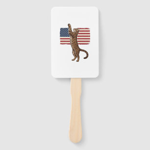 Patriotic Cat American Flag Vintage Vector Design_ Hand Fan