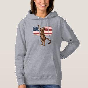 Patriotic Cat American Flag Vintage Vector Design_ Hoodie