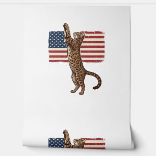 Patriotic Cat American Flag Vintage Vector Design_ Wallpaper