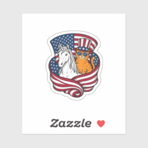 Patriotic Cat and Unicorn Vintage Vector Design_1