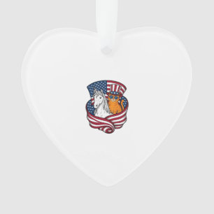 Patriotic Cat and Unicorn Vintage Vector Design_1 Ornament