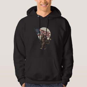 Patriotic Cat-Foot with American Flag & Moon  Hoodie