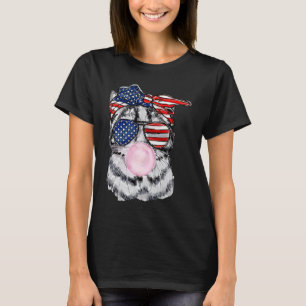 Patriotic Cat Glasses Bandana US Flag 4th July Cat T-Shirt