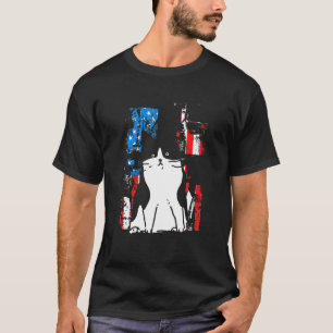 Patriotic Cat In A Tuxedo American Patriot Kitten  T-Shirt