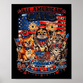 Patriotic Cat Lover 250 Years 4th of July Heritage Poster