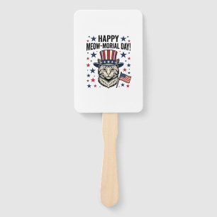 Patriotic Cat Meow-Morial Day Vintage Vector Desig Hand Fan