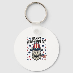 Patriotic Cat Meow-Morial Day Vintage Vector Desig Keychain
