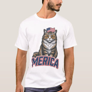 Patriotic Cat Merica Vintage Engraving Shirt Desig