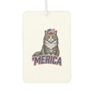 Patriotic Cat Merica Vintage Engraving Shirt Desig Air Freshener