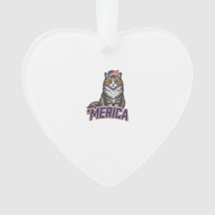 Patriotic Cat Merica Vintage Engraving Shirt Desig Ornament