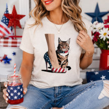 Patriotic Cat Mom Shirt | Cute 4th of July Tee