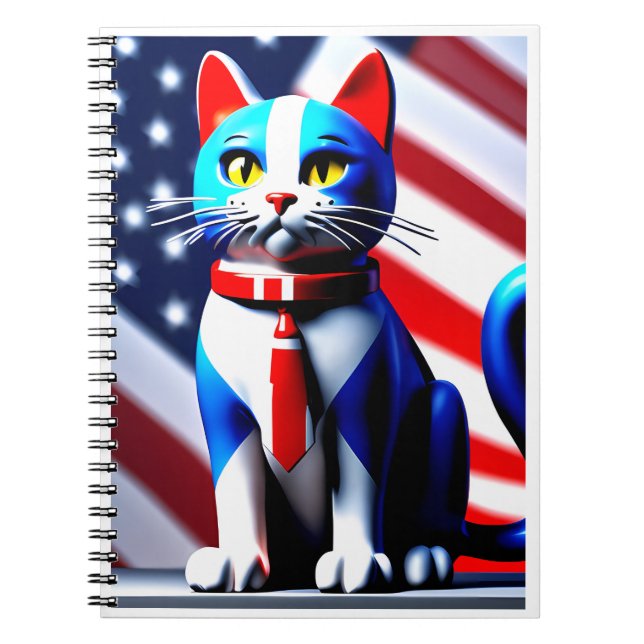 Patriotic cat  notebook (Front)
