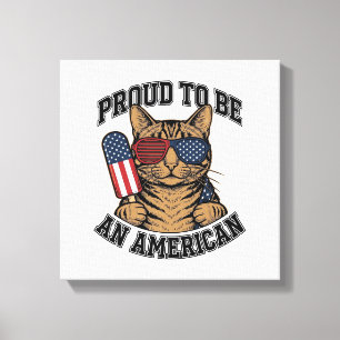 Patriotic Cat Proud to Be American Vintage Vector Canvas Print