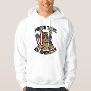 Patriotic Cat Proud to Be American Vintage Vector Hoodie