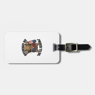 Patriotic Cat Proud to Be American Vintage Vector  Luggage Tag