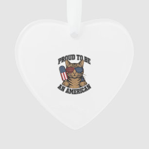 Patriotic Cat Proud to Be American Vintage Vector  Ornament