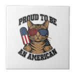 Patriotic Cat Proud to Be American Vintage Vector Tile<br><div class="desc">Patriotic Cat Proud to Be American Vintage Vector Tee_1</div>