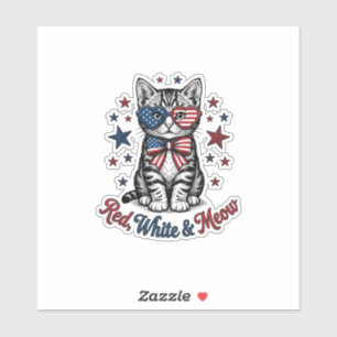 Patriotic Cat Red White and Meow Vintage Design_1