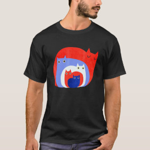 Patriotic Cat Subtle Pride Red White And Blue 4th T-Shirt