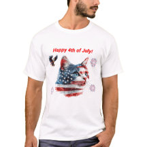 Patriotic Cat T-Shirt, American Flag Kitty Tee, US
