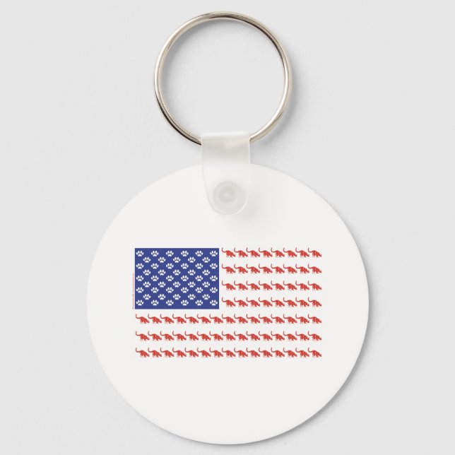 Patriotic Cat/USA Keychain (Front)
