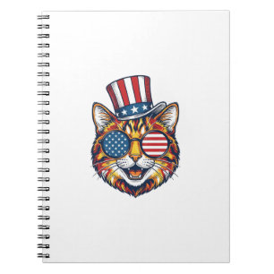 Patriotic Cat Vintage Engraving Shirt Design_1 Notebook