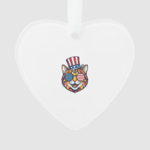 Patriotic Cat Vintage Engraving Shirt Design_1 Ornament