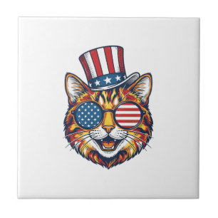 Patriotic Cat Vintage Engraving Shirt Design_1 Tile