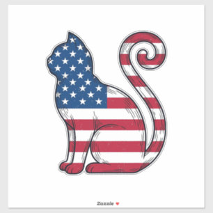Patriotic Cat Vintage Engraving Vector Design_1
