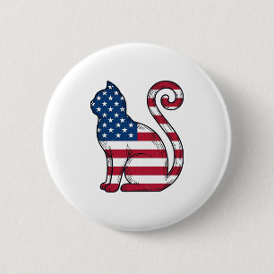 Patriotic Cat Vintage Engraving Vector Design_1 2 Inch Round Button