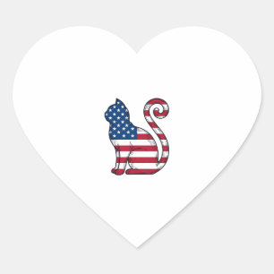 Patriotic Cat Vintage Engraving Vector Design_1 Heart Sticker