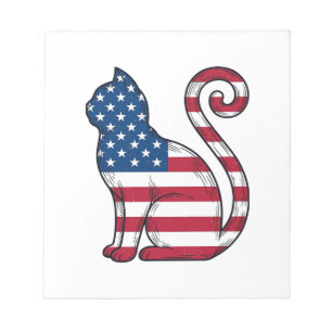 Patriotic Cat Vintage Engraving Vector Design_1 Notepad