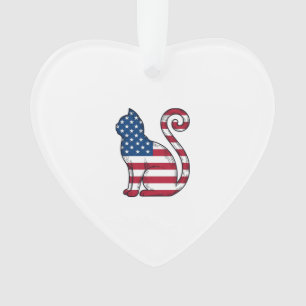 Patriotic Cat Vintage Engraving Vector Design_1 Ornament