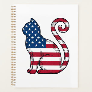 Patriotic Cat Vintage Engraving Vector Design_1 Planner