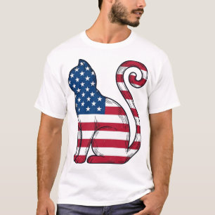 Patriotic Cat Vintage Engraving Vector Design_1 T-Shirt