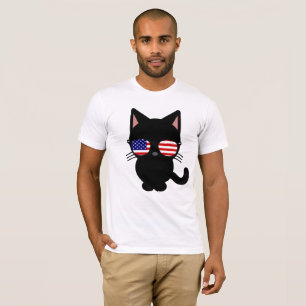 PATRIOTIC CAT WEARING SUNGLASSES T-SHIRTS
