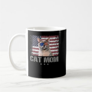 Patriotic Cats Mom With Sunglasses USA American Fl Coffee Mug