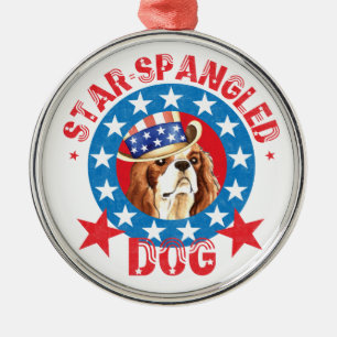 Patriotic Cavalier King Charles Spaniel Metal Ornament