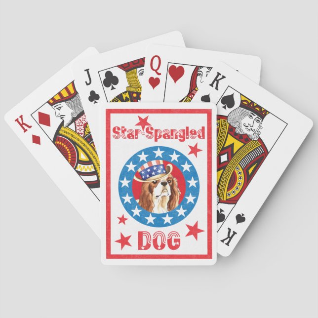 Patriotic Cavalier King Charles Spaniel Playing Cards (Back)
